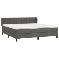 vidaXL Boxspringbett mit Matratze Dunkelgrau 180x200 cm Samt