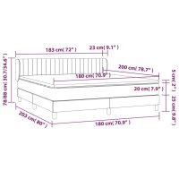 vidaXL Boxspringbett mit Matratze Dunkelgrau 180x200 cm Samt