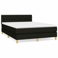 vidaXL Boxspringbett mit Matratze Schwarz 140x200 cm Stoff