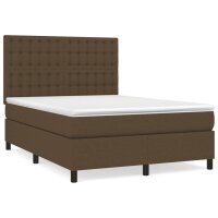 vidaXL Boxspringbett mit Matratze Dunkelbraun 140x200 cm Stoff