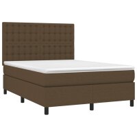 vidaXL Boxspringbett mit Matratze Dunkelbraun 140x200 cm Stoff