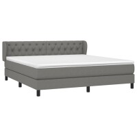 vidaXL Boxspringbett mit Matratze Dunkelgrau 160x200 cm Stoff