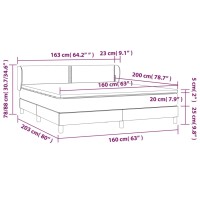 vidaXL Boxspringbett mit Matratze Dunkelgrau 160x200 cm Stoff