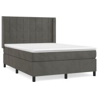 vidaXL Boxspringbett mit Matratze Dunkelgrau 140x200 cm Samt