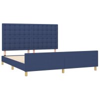 vidaXL Bettgestell mit Kopfteil Blau 160x200 cm Stoff