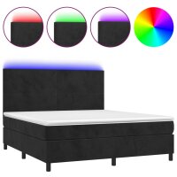 vidaXL Boxspringbett mit Matratze &amp; LED Schwarz 180x200 cm Samt