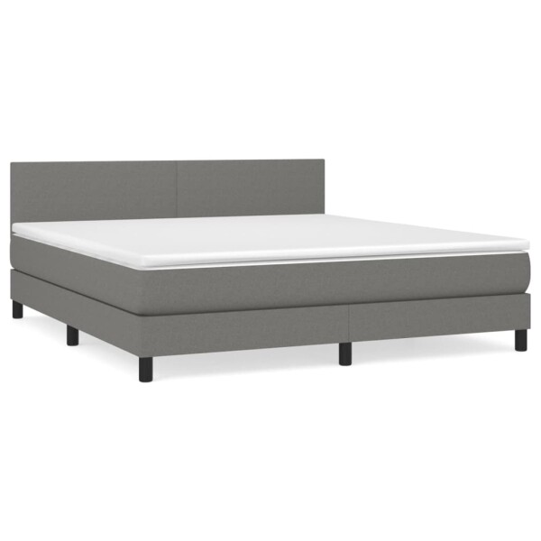 vidaXL Boxspringbett mit Matratze Dunkelgrau 160x200 cm Stoff