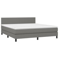 vidaXL Boxspringbett mit Matratze Dunkelgrau 160x200 cm Stoff