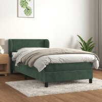 vidaXL Boxspringbett mit Matratze Dunkelgr&uuml;n 90x200 cm Samt