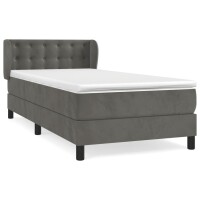 vidaXL Boxspringbett mit Matratze Dunkelgrau 100x200 cm Samt