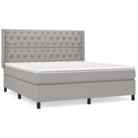 vidaXL Boxspringbett mit Matratze Hellgrau 160x200 cm Stoff