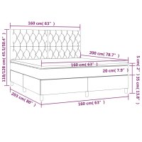 vidaXL Boxspringbett mit Matratze &amp; LED Hellgrau 160x200 cm Stoff