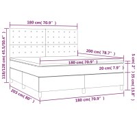 vidaXL Boxspringbett mit Matratze &amp; LED Dunkelbraun 180x200 cm Stoff