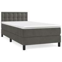 vidaXL Boxspringbett mit Matratze Dunkelgrau 100x200 cm Samt