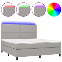 vidaXL Boxspringbett mit Matratze &amp; LED Hellgrau 160x200 cm Stoff