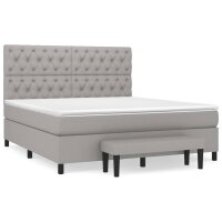 vidaXL Boxspringbett mit Matratze Hellgrau 160x200 cm Stoff