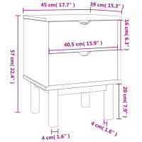 vidaXL Nachttisch OTTA Braun&amp;Grau 46x39,5x57 cm Massivholz Kiefer