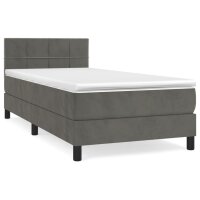 vidaXL Boxspringbett mit Matratze Dunkelgrau 100x200 cm Samt