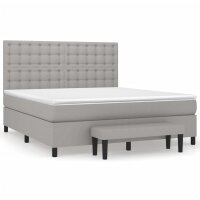 vidaXL Boxspringbett mit Matratze Hellgrau 160x200 cm Stoff