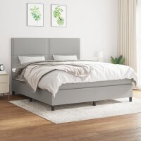 vidaXL Boxspringbett mit Matratze Hellgrau 160x200 cm Stoff