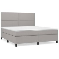 vidaXL Boxspringbett mit Matratze Hellgrau 160x200 cm Stoff