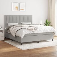 WOWONA Boxspringbett mit Matratze Hellgrau 160x200 cm Stoff