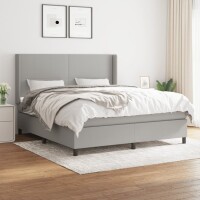 vidaXL Boxspringbett mit Matratze Hellgrau 160x200 cm Stoff