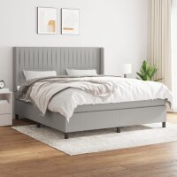 WOWONA Boxspringbett mit Matratze Hellgrau 160x200 cm Stoff