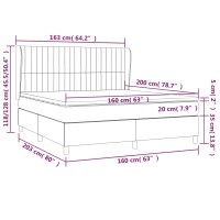 WOWONA Boxspringbett mit Matratze Hellgrau 160x200 cm Stoff