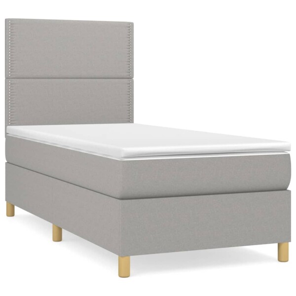 vidaXL Boxspringbett mit Matratze Hellgrau 100x200 cm Stoff