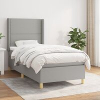 vidaXL Boxspringbett mit Matratze Hellgrau 100x200 cm Stoff