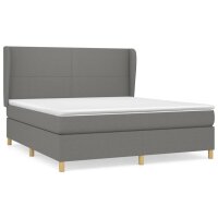 vidaXL Boxspringbett mit Matratze Dunkelgrau 160x200 cm Stoff