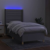 vidaXL Boxspringbett mit Matratze &amp; LED Hellgrau 100x200 cm Stoff