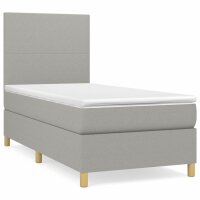 vidaXL Boxspringbett mit Matratze Hellgrau 100x200 cm Stoff