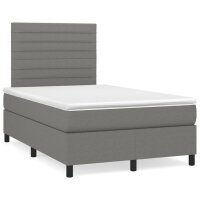 vidaXL Boxspringbett mit Matratze Dunkelgrau 120x200 cm Stoff