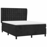 vidaXL Boxspringbett mit Matratze Schwarz 140x200 cm Samt