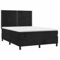 vidaXL Boxspringbett mit Matratze Schwarz 140x200 cm Samt