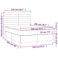 vidaXL Boxspringbett mit Matratze &amp; LED Schwarz 140x200 cm Samt