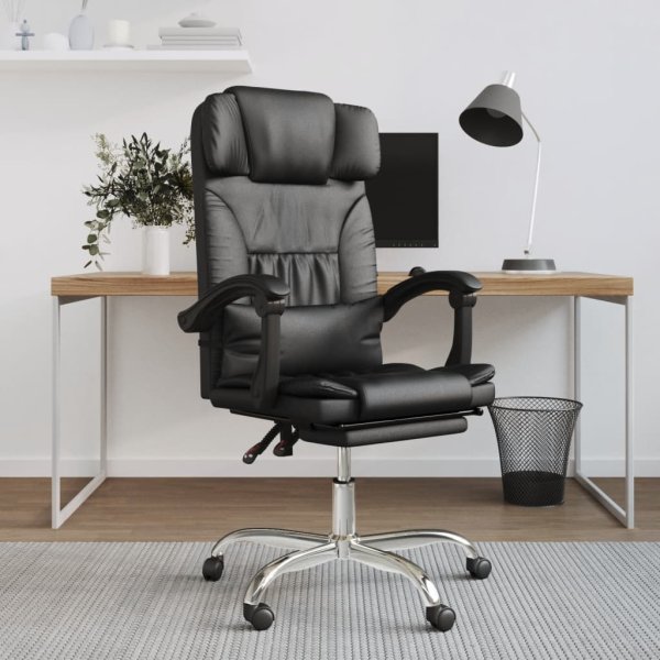 vidaXL Bürostuhl mit Massagefunktion Schwarz Kunstleder