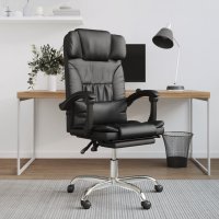 vidaXL Bürostuhl mit Massagefunktion Schwarz Kunstleder