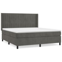 vidaXL Boxspringbett mit Matratze Dunkelgrau 180x200 cm Samt