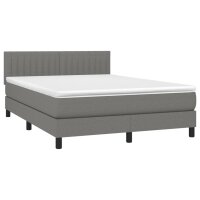 vidaXL Boxspringbett mit Matratze &amp; LED Dunkelgrau 140x190 cm Stoff