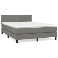 vidaXL Boxspringbett mit Matratze Dunkelgrau 140x190 cm Stoff