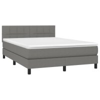 vidaXL Boxspringbett mit Matratze &amp; LED Dunkelgrau 140x190 cm Stoff