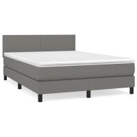 vidaXL Boxspringbett mit Matratze Dunkelgrau 140x200 cm Stoff