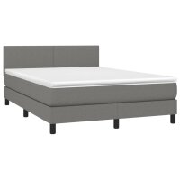 vidaXL Boxspringbett mit Matratze Dunkelgrau 140x200 cm Stoff