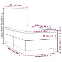 WOWONA Boxspringbett mit Matratze Dunkelblau 100x200 cm Samt