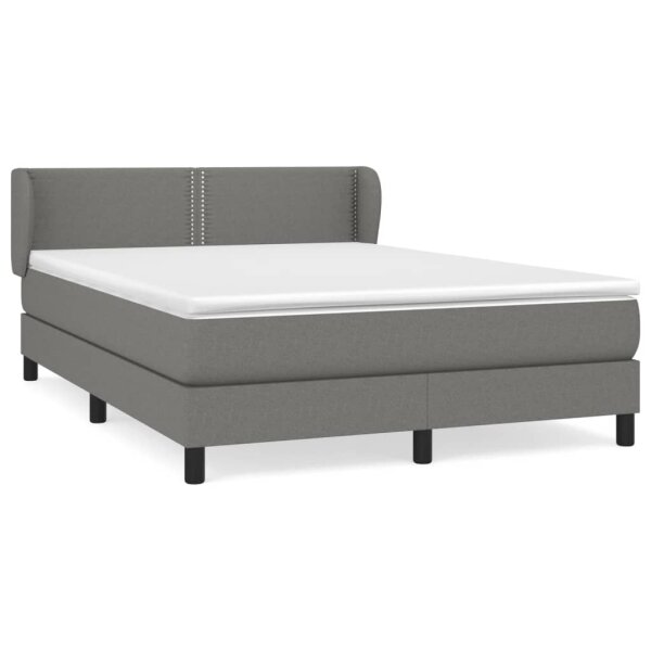 vidaXL Boxspringbett mit Matratze Dunkelgrau 140x200 cm Stoff