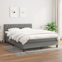 vidaXL Boxspringbett mit Matratze Dunkelgrau 140x200 cm Stoff