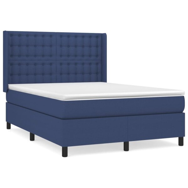 vidaXL Boxspringbett mit Matratze Blau 140x200 cm Stoff